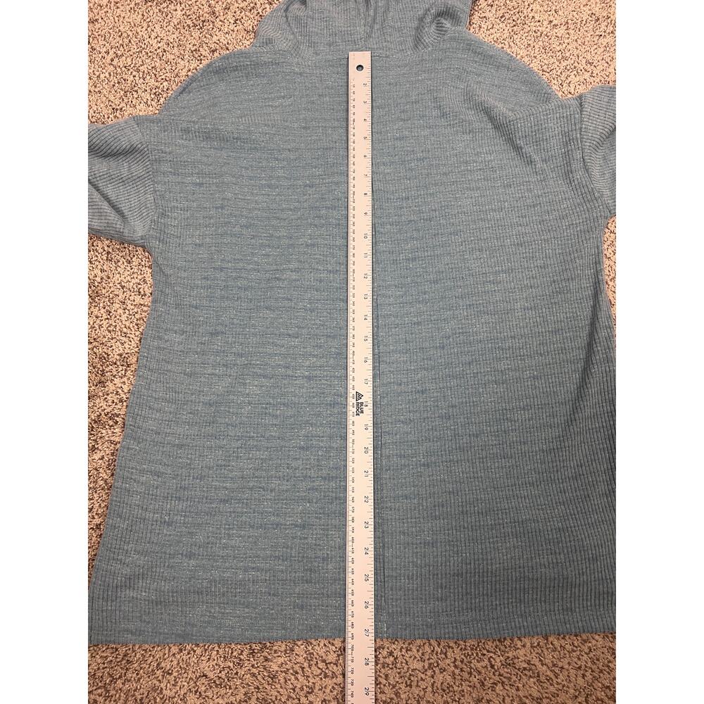 Loft Womens M Coastal Minimalist Lagenlook Soft Norm V-Neck Ribbed Knit Hoodie - Picture 10 of 10